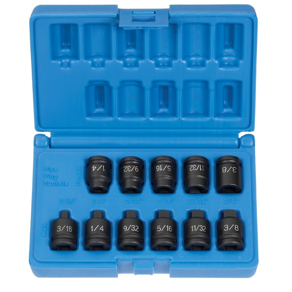 SKT SET 3/8 " DR 11PC PIPE PLUG IM